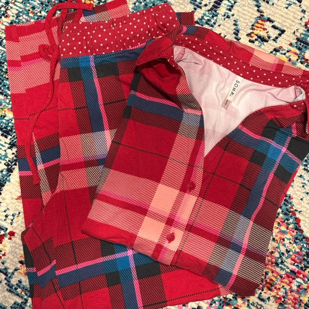 Soma Vibrant Red Checkered Sleepwear- long sleeves, Embraceable line